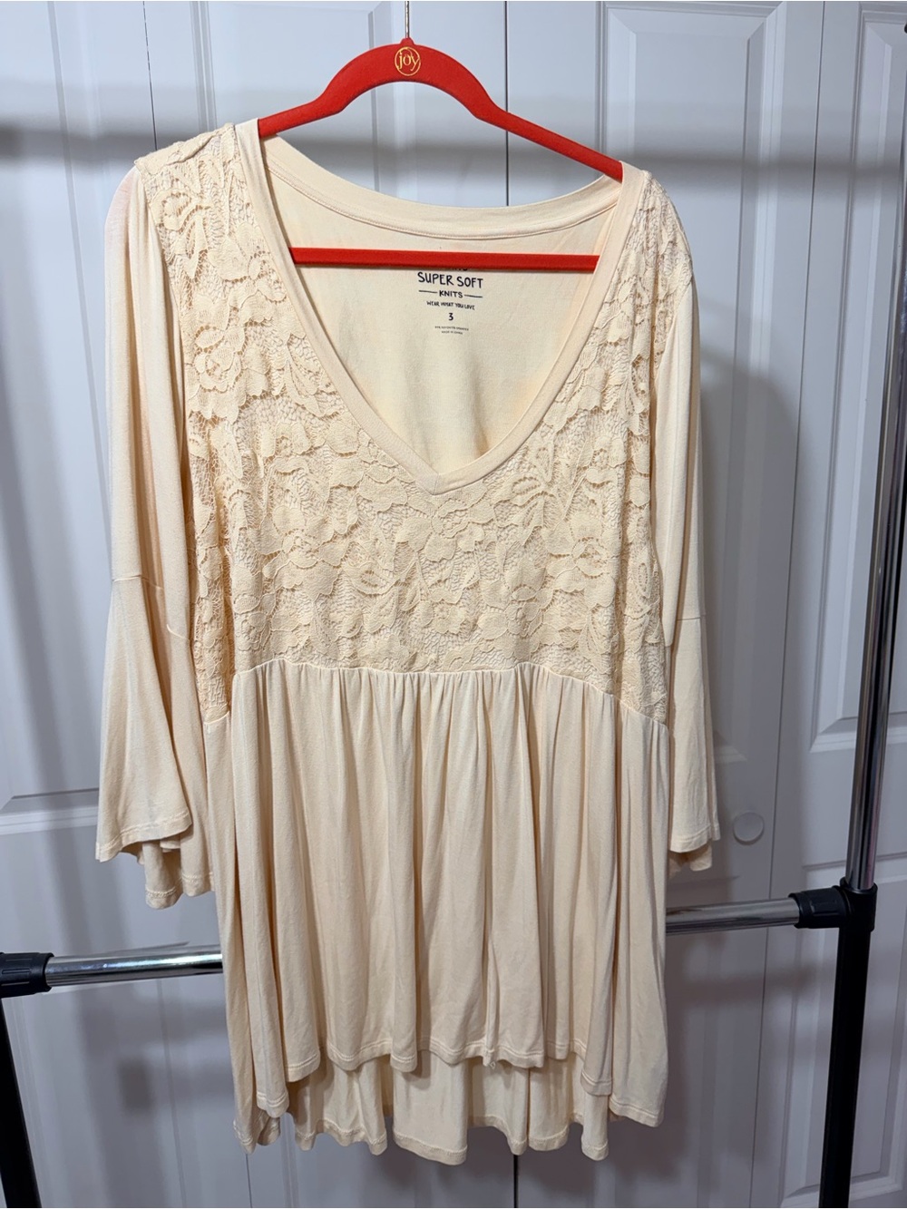 Women's Cream Lace Babydoll Top
